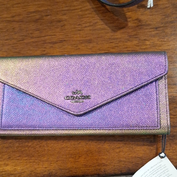 Coach Iridescent Purple and Blue Crossbody Bag, Wallet, Charm, And Dust Bag - Picture 11 of 14
